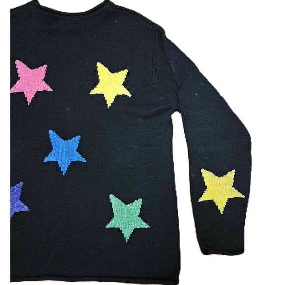 The Quacker Factory Star Print Long Sleeve Pullover Sweater Small - Picture 1 of 13